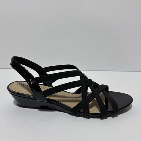 LifeStride Women’s Yung, Black Wedge Sandals, Size 10 M
